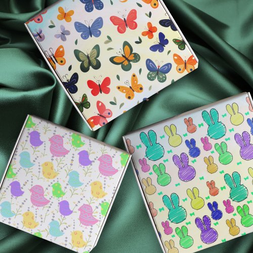 Pastel Rabbits Baby Chicks Butterfly Spring Colors Wrapping Paper Sheets
