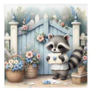 Pastel Raccoon Letter Garden Acrylic Print