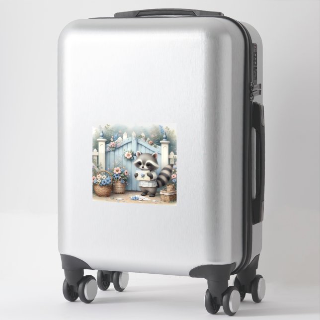 Pastel Raccoon Letter Garden Sticker (Suitcase)