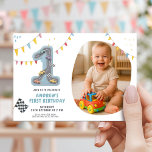 Pastel Race Track First Birthday Invitation