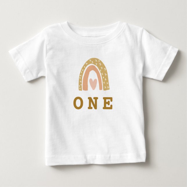 Pastel Rainbow 1st Birthday Girl Baby T-Shirt (Front)