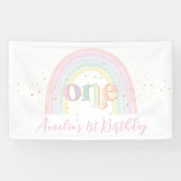 Pastel Rainbow 1st Birthday Party Backdrop Banner
