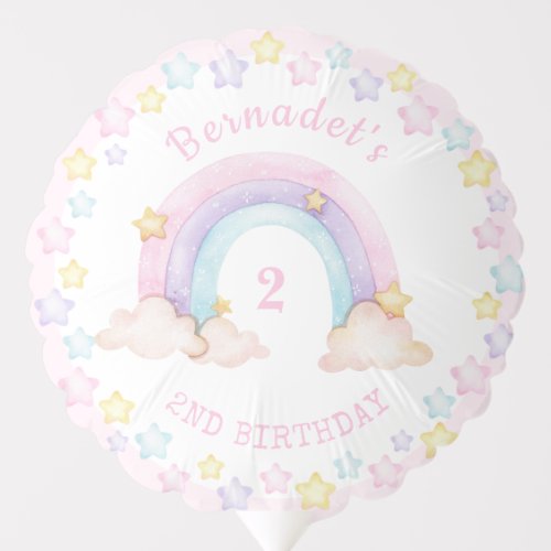 Pastel Rainbow 1st Birthday Party Balloon