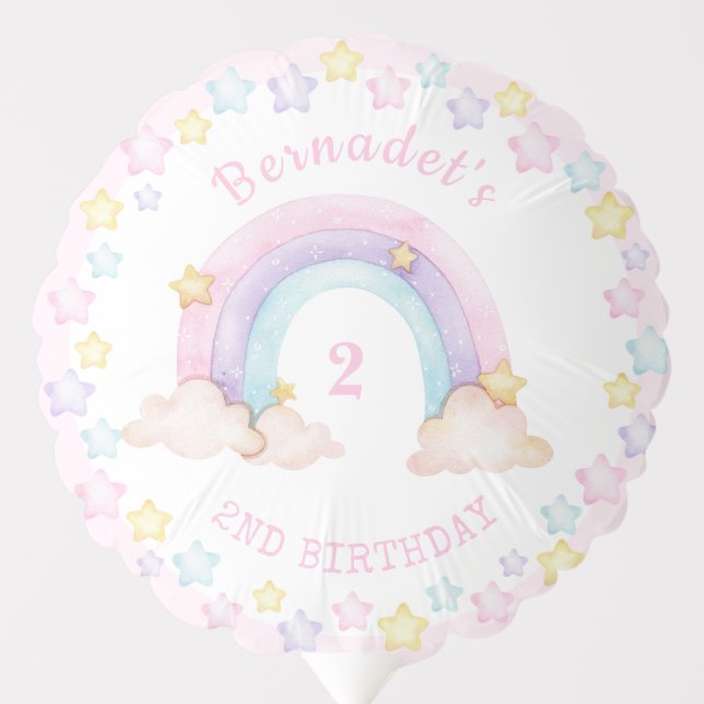 Pastel Rainbow 1st Birthday Party Balloon (Front)