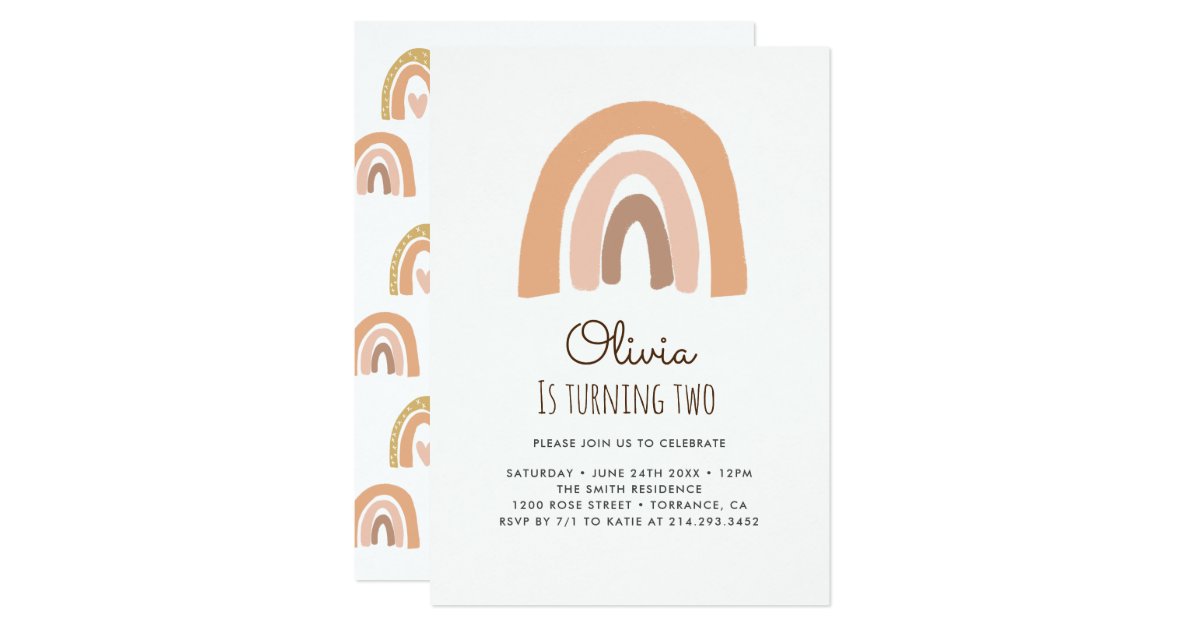 Pastel Rainbow 2nd Birthday Invitation Cards Zazzle Com