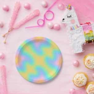 Pastel Rainbow Abstract Birthday Party Paper Plates