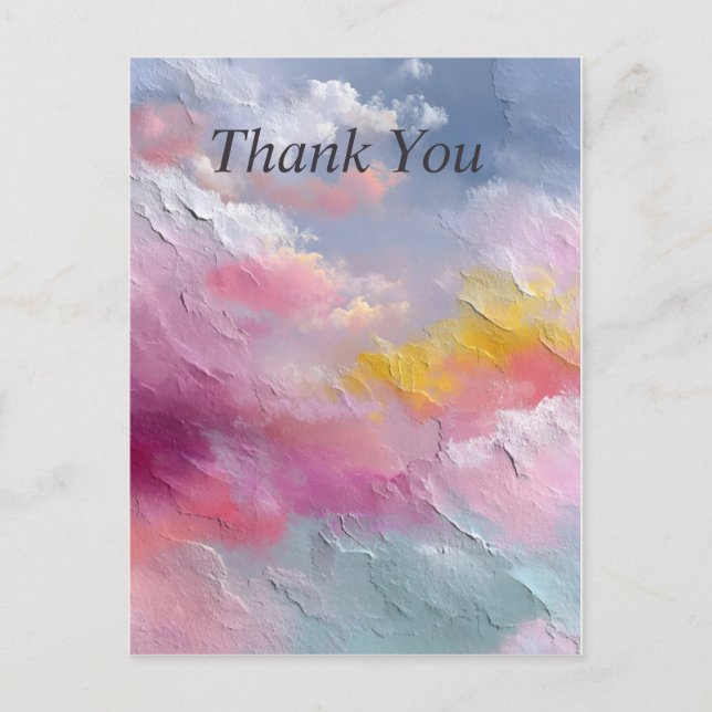 Pastel Rainbow Abstract Paint Thank You Card (Front)