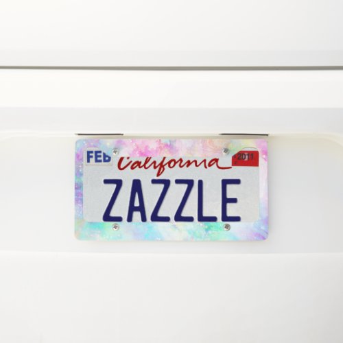 Pastel Rainbow Abstract Tie Dye Galaxy License Plate Frame