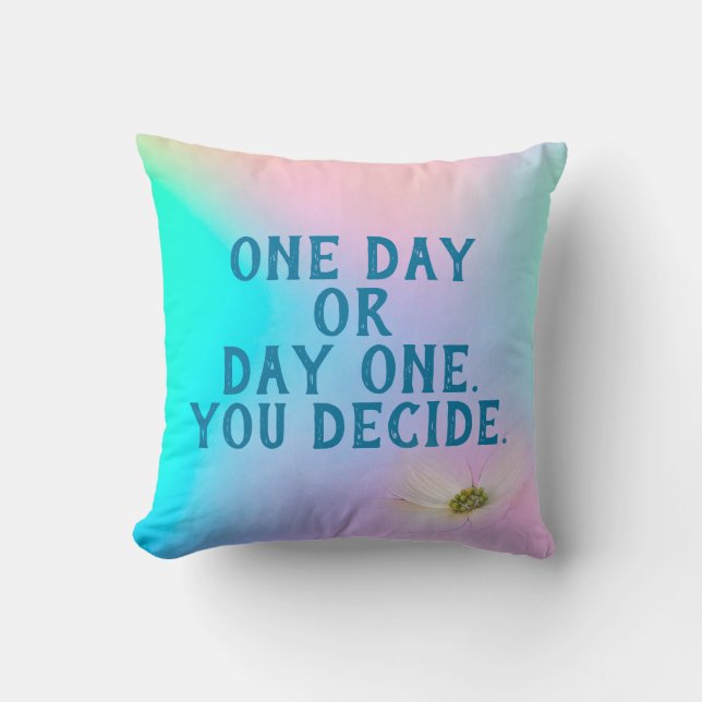 pastel rainbow abstract with quote throw pillow (Front)