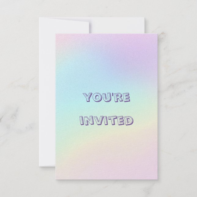 Pastel Rainbow Aesthetic Birthday Party Invitation (Front)