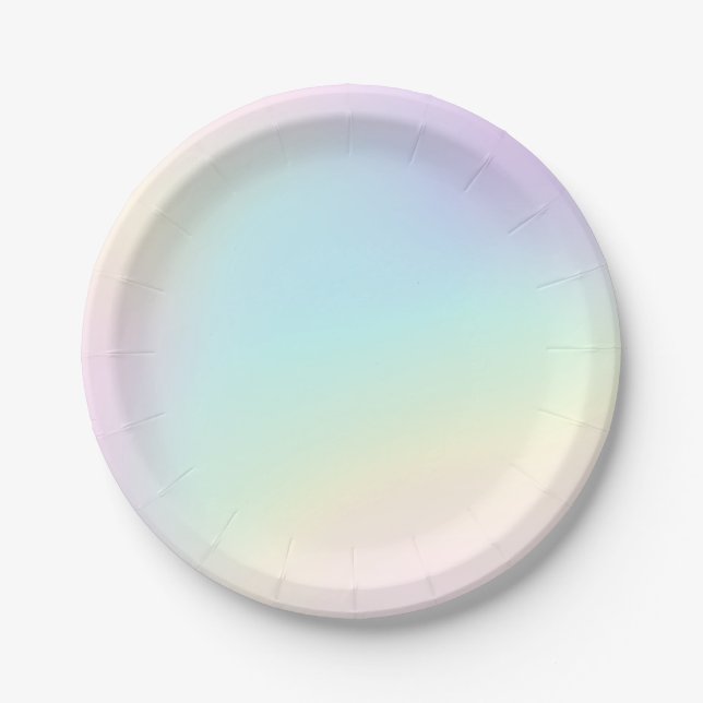 Pastel Rainbow Aesthetic Birthday Party Paper Plates (Front)