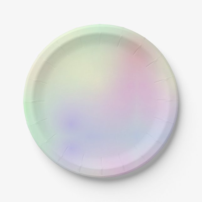 Pastel Rainbow Aesthetic Holograph Paper Plates (Front)
