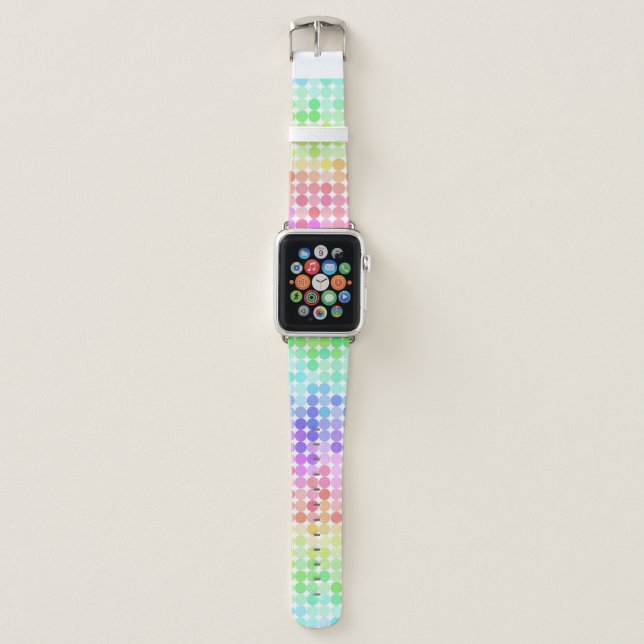 Pastel Rainbow Aesthetic Polka Dot Pattern Apple Watch Band (Front)