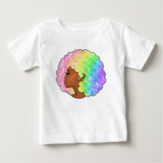 Pastel Rainbow Afro Portrait Groovy Retro Curly Baby T-Shirt