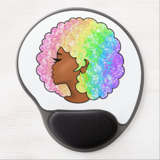 Pastel Rainbow Afro Portrait Groovy Retro Curly Gel Mouse Pad