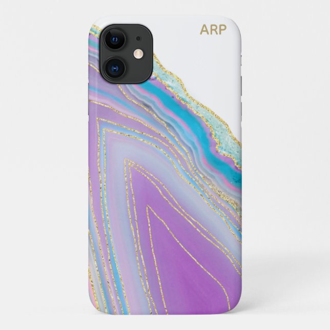 *~* Pastel Rainbow Agate -  Gold Glitter Veins Case-Mate iPhone Case (Back)