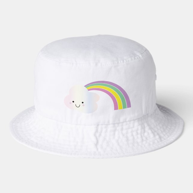 Pastel Rainbow and Cloud Bucket Hat (Front)