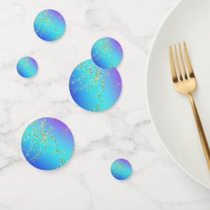 Pastel Rainbow and Gold Glitter Stars Confetti