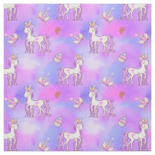 Pastel Rainbow and Pretty Unicorns  Fabric