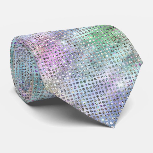 Pastel Rainbow and Silver Sparkles  Neck Tie (Rolled)
