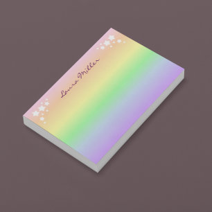Pastel Rainbow and Stars Personalized Post-it Notes