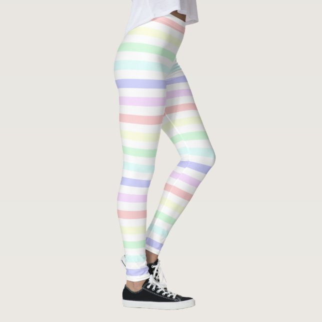 Pastel Rainbow and White striped leggings (Right)