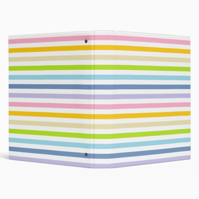 Pastel Rainbow and White Stripes Binder (Background)