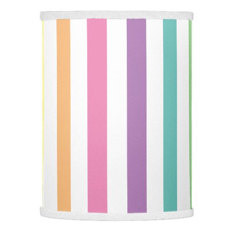 Pastel Rainbow And White Stripes Pattern Lamp Shade