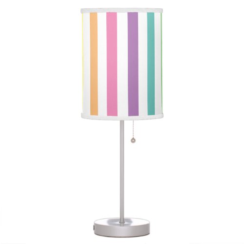 Pastel Rainbow and White Stripes Pattern Table Lamp