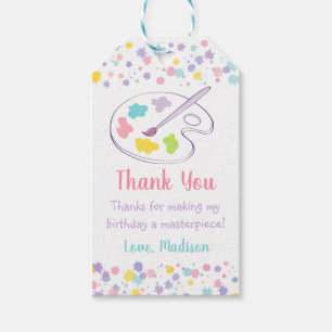 Pastel Rainbow Art Party Birthday Gift Tags