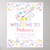 Pastel Rainbow Art Party Birthday Welcome Poster