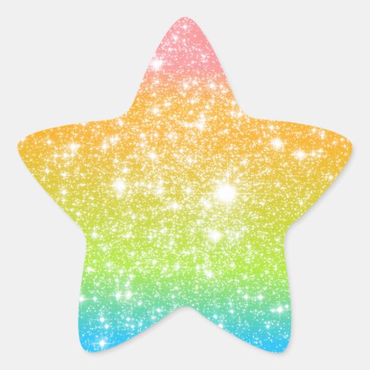 Pastel Rainbow Astral Glitter Star Sticker | Zazzle.com