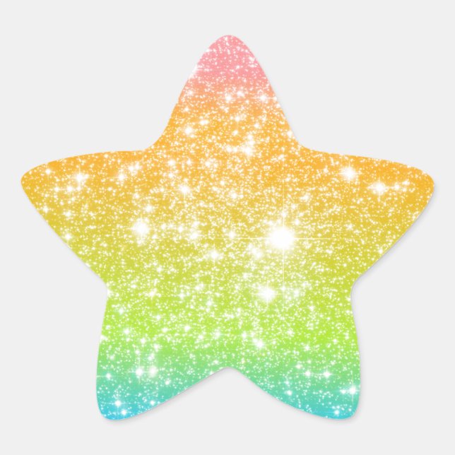 Pastel Rainbow Astral Glitter Star Sticker (Front)