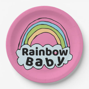 Pastel Rainbow Baby Birth Blessing Birth Miracle Paper Plates