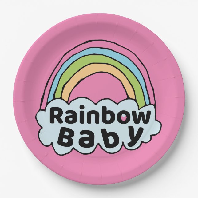 Pastel Rainbow Baby Birth Blessing Birth Miracle Paper Plates (Front)