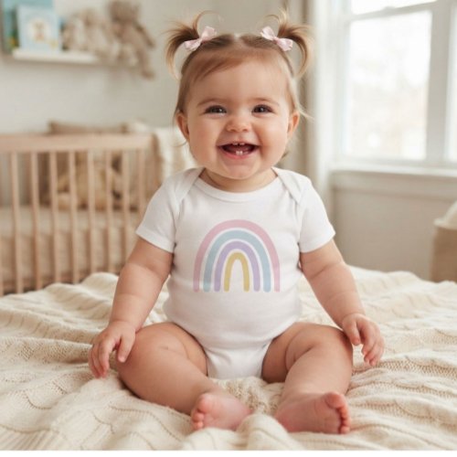 Pastel Rainbow Baby Girl Bodysuit | Cute Minimalis