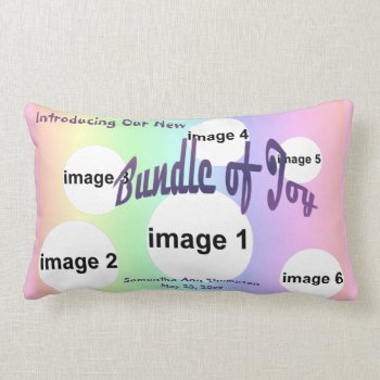 Pastel Rainbow Baby Girl Custom Photo Collage Lumbar Pillow by ArtByApril at Zazzle