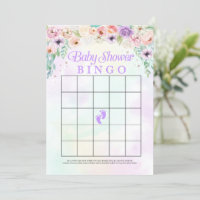 Pastel Rainbow Baby Shower Bingo Game Card