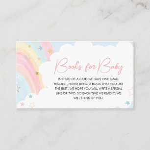 Pastel Rainbow Baby Shower Books for Baby Enclosure Card