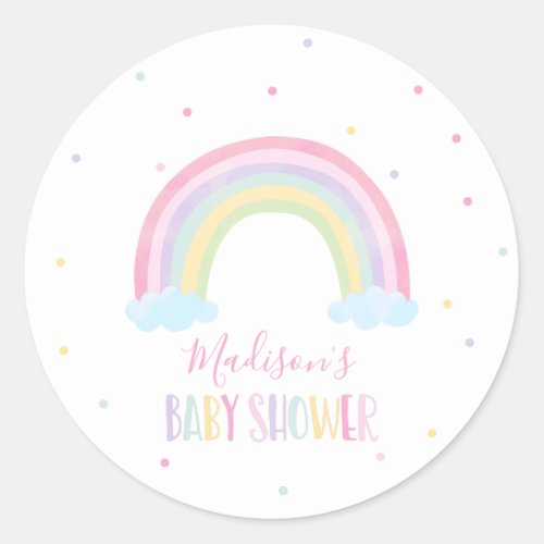 Pastel Rainbow Baby Shower Classic Round Sticker