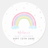 Pastel Rainbow Baby Shower Classic Round Sticker