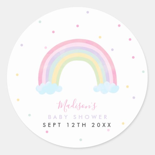 Pastel Rainbow Baby Shower Classic Round Sticker