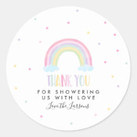 Pastel Rainbow Baby Shower Classic Round Sticker