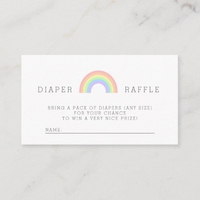 Pastel Rainbow Baby Shower Diaper Raffle Card (Front)