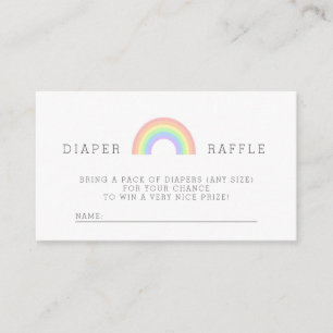 Pastel Rainbow Baby Shower Diaper Raffle Card
