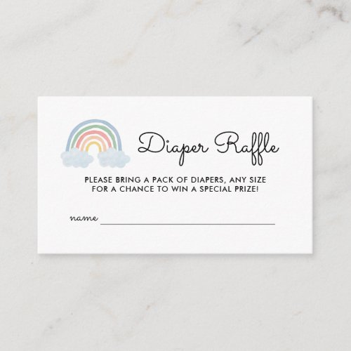 Pastel Rainbow Baby Shower Diaper Raffle Tickets Enclosure Card