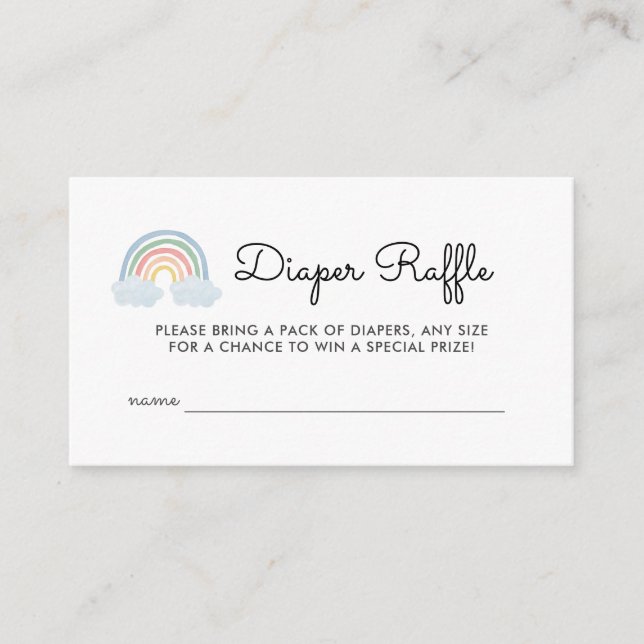 Pastel Rainbow Baby Shower Diaper Raffle Tickets Enclosure Card (Front)