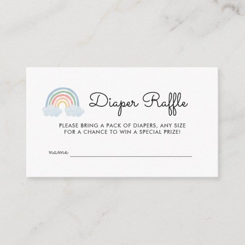 Pastel Rainbow Baby Shower Diaper Raffle Tickets Enclosure Card