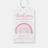 Pastel Rainbow Baby Shower Favor Gift Tags