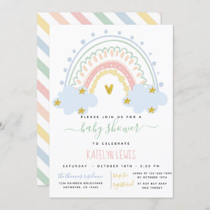 Pastel Rainbow Baby Shower Invitation